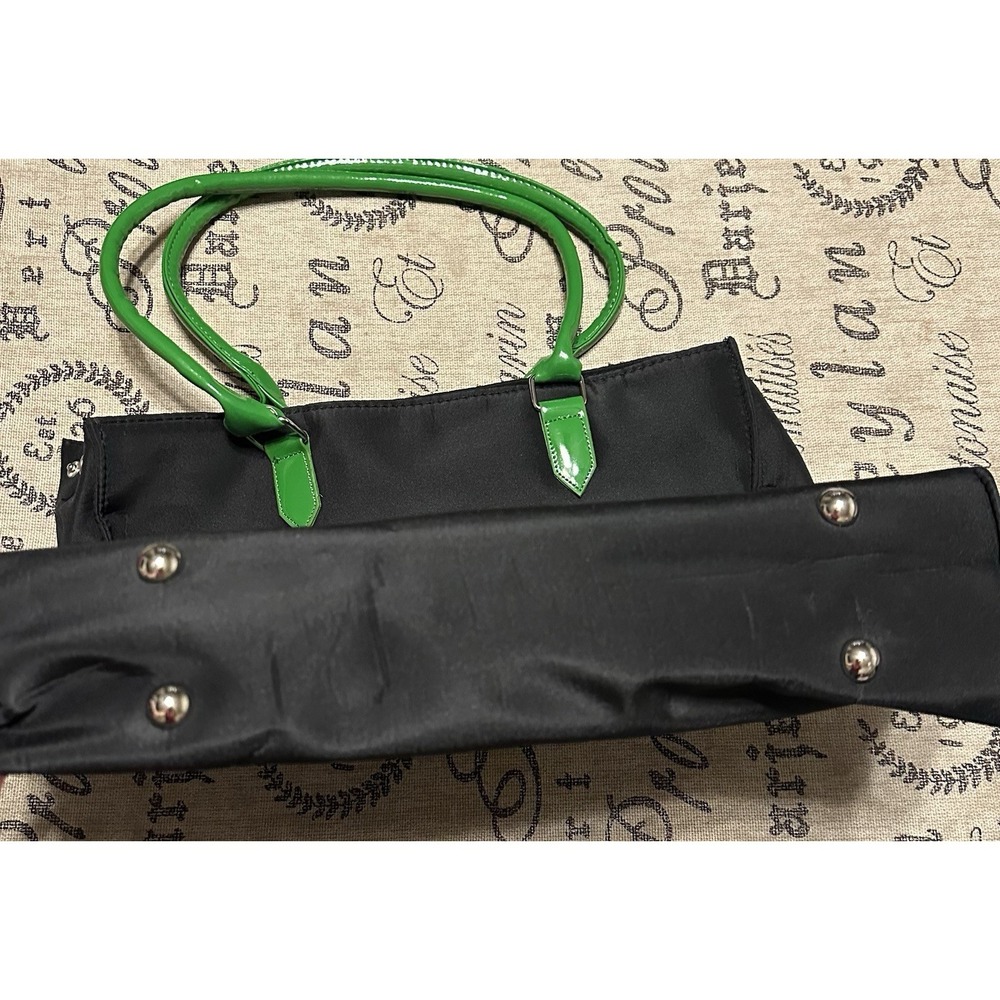 Arbonne Tote Bag Women's Black Green Nylon Shopper Laptop Carryall Flaw - Picture 4 of 6